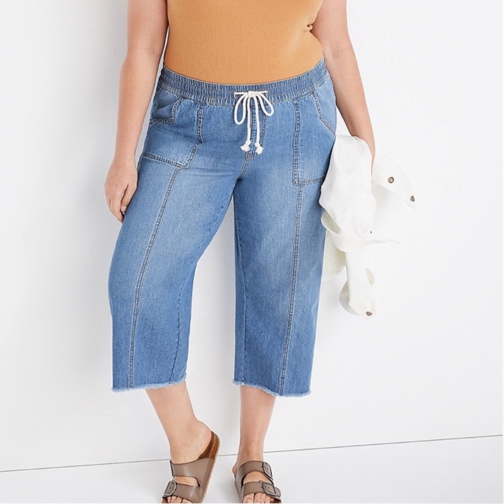 Maurices Wide Leg Pull On High Rise Cropped Jean - Picture 11 of 11